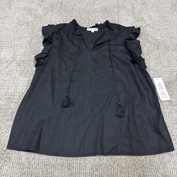 Nanette Lepore Tops - Nanette Lepore Blouse Black Sleeveless Women’s Size Large NWT